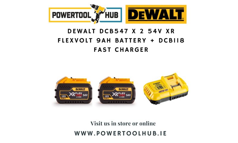 DeWalt 54v XR Cordless FLEXVOLT Twin Li-ion Battery and Fast Charger Pack  9ah