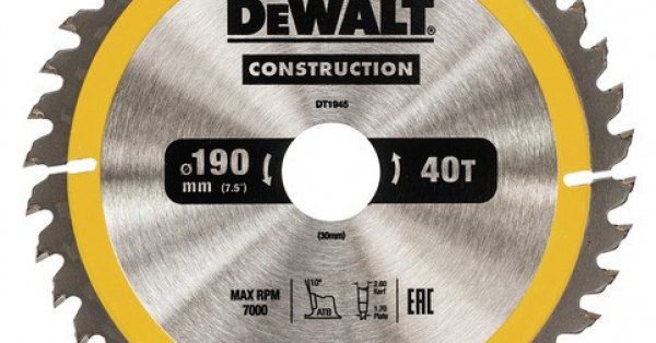 DEWALT DT1945 CIRCULAR SAW BLADE 190MM x 30MM x 40T AC