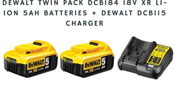 Dewalt DCB184 Batterie 18V 5,0Ah / 5000mAh XR Li-Ion + Chargeur DeWalt  DCB115 XR